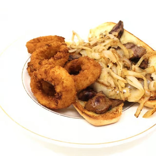 Open Faced French Dip Sandwich.